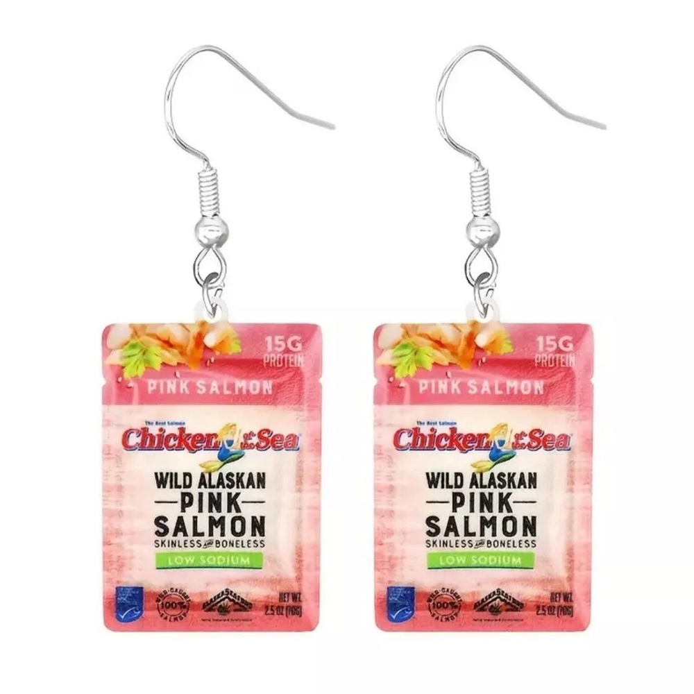 Mini Brand Style Chicken of the Sea Salmon packet Food Earrings